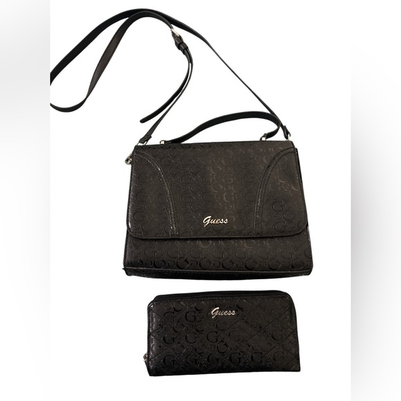 Guess Black Crossbody Bag and Wallet Set - Picture 1 of 4